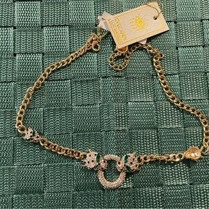 Gold Necklace with Green Details